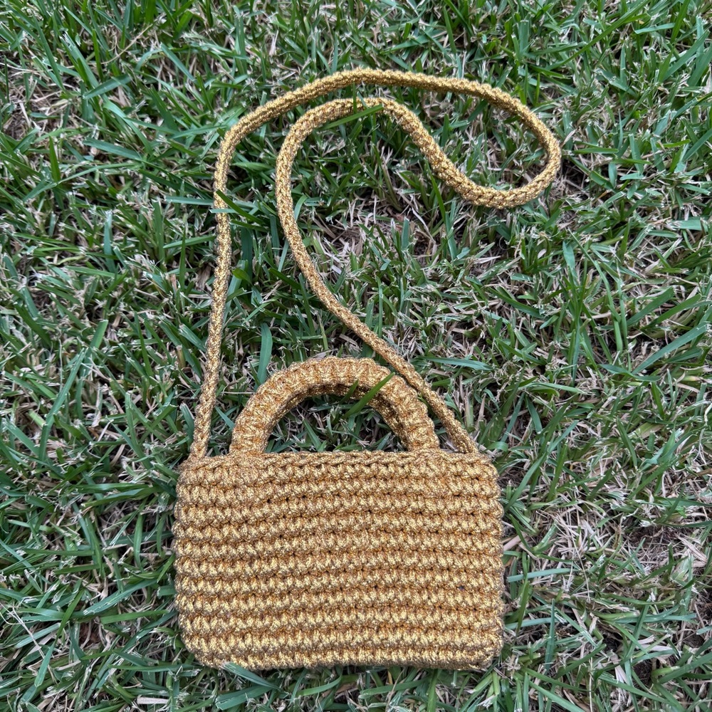 J. Crew Gold Mini Woven Bag Crossbody